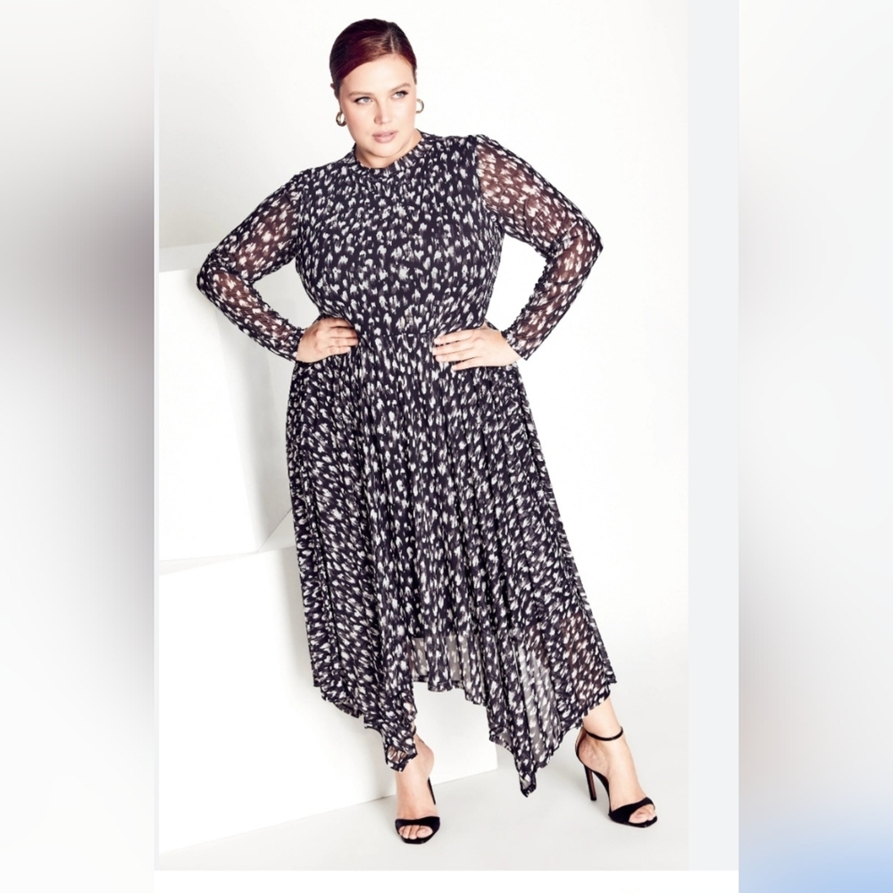 City Chic Black and White Asymmetrical Dress
